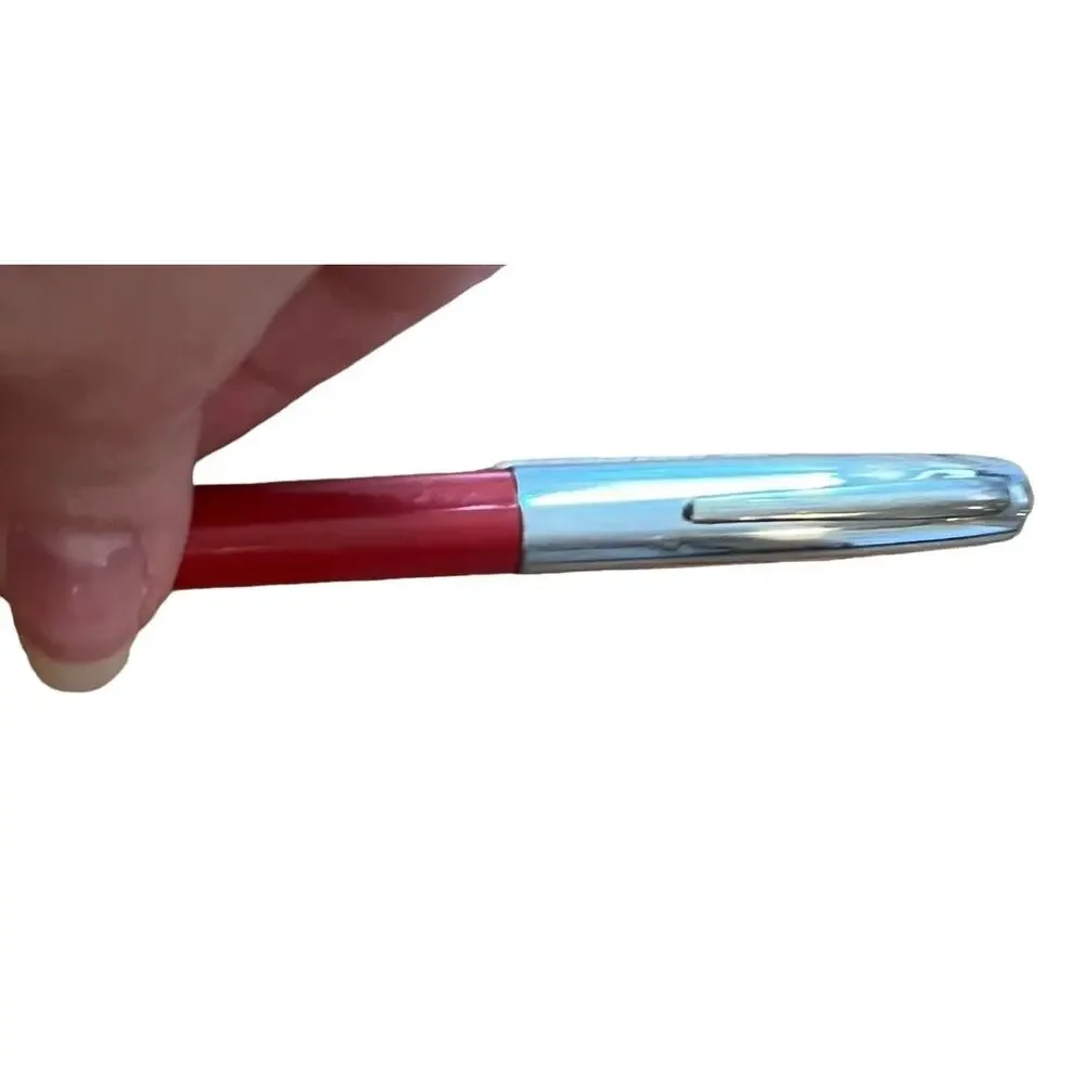 Vintage WEAREVER Fountain Pen Red Silver Cap Stainless Steel Tip Made in USA